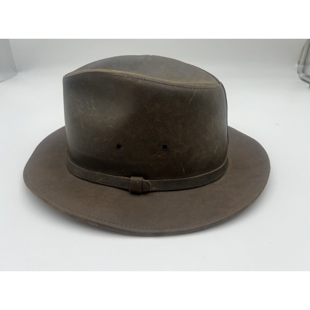 Henschel XL Genuine Leather Outback Safari Hat Brown Teardrop Crown Western